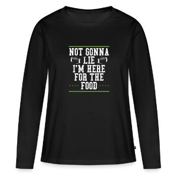 Je suis à cause de la nourriture ici - T-shirt manches longues Premium bio Femme - noir - Devant - Julia (174cm)