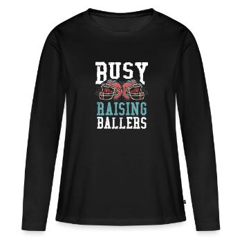 Occupé à élever des ballers - T-shirt manches longues Premium bio Femme - noir - Devant - Julia (174cm)
