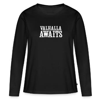 Walhalla Wartet - Frauen Premium Bio Langarmshirt - Schwarz - Vorne - Julia (174cm)