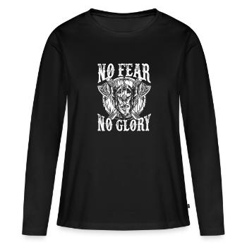 Wikinger Keine Angst Kein Ruhm - Frauen Premium Bio Langarmshirt - Schwarz - Vorne - Julia (174cm)