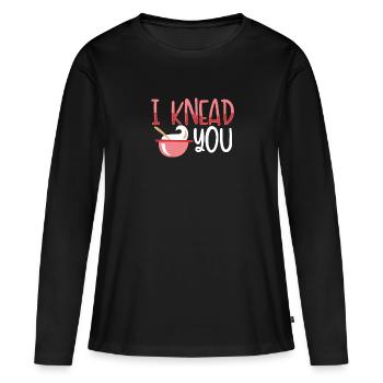 Ich Knete Dich Teig - Frauen Premium Bio Langarmshirt - Schwarz - Vorne - Julia (174cm)