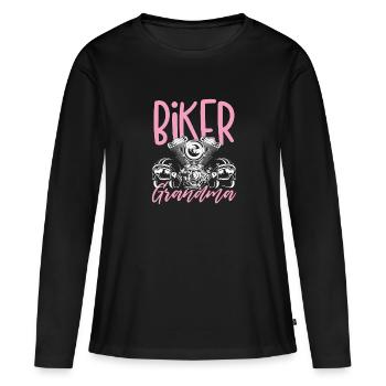 Biker Oma - Frauen Premium Bio Langarmshirt - Schwarz - Vorne - Julia (174cm)