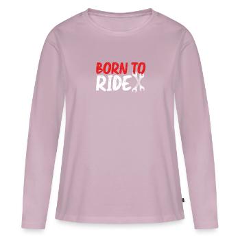 Vers la moto Born - T-shirt manches longues Premium bio Femme - rose poudré - Devant - Julia (174cm)
