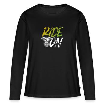 Poursuite de la moto - T-shirt manches longues Premium bio Femme - noir - Devant - Julia (174cm)