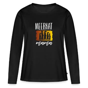 Maman suricate - T-shirt manches longues Premium bio Femme - noir - Devant - Julia (174cm)
