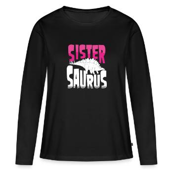 Sœur Stegosaurus - T-shirt manches longues Premium bio Femme - noir - Devant - Julia (174cm)