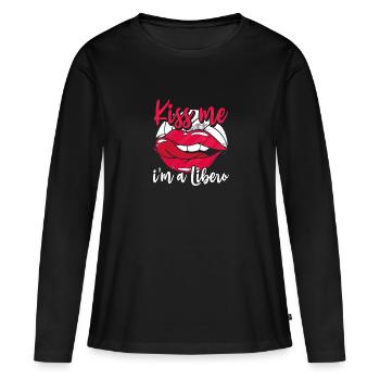 Kiss Me, I Am A Libero - Women's Premium Organic Long Sleeve Shirt - black - Front - Julia (174cm)