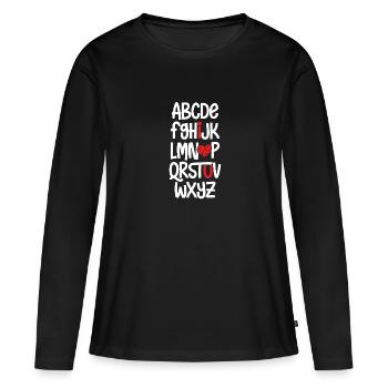 abc Je t’aime - T-shirt manches longues Premium bio Femme - noir - Devant - Julia (174cm)
