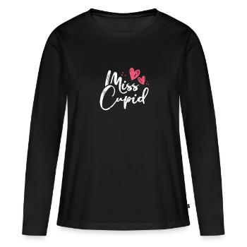 Mlle Cupidon - T-shirt manches longues Premium bio Femme - noir - Devant - Julia (174cm)