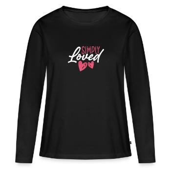 Des cœurs simplement bien-aimés - T-shirt manches longues Premium bio Femme - noir - Devant - Julia (174cm)