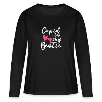 Cupidon est mon meilleur - T-shirt manches longues Premium bio Femme - noir - Devant - Julia (174cm)