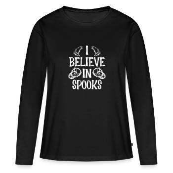 Ich Glaube An den Spuk - Frauen Premium Bio Langarmshirt - Schwarz - Vorne - Julia (174cm)