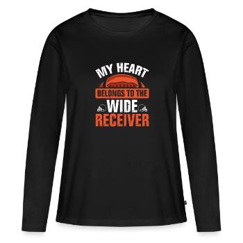 Mein Herz An Den Wide Receiver - Frauen Premium Bio Langarmshirt - Schwarz - Vorne - Julia (174cm)