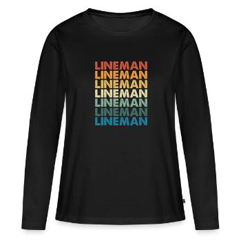 Retro Lineman Bunt - Frauen Premium Bio Langarmshirt - Schwarz - Vorne - Julia (174cm)