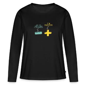Positive Und Negative Mathematik - Frauen Premium Bio Langarmshirt - Schwarz - Vorne - Julia (174cm)