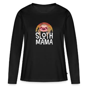 Sloth Mama Retro - Women's Premium Organic Long Sleeve Shirt - black - Front - Julia (174cm)