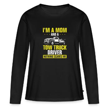 Ich Bin Mutter Und Abschleppwagenfahrer - Frauen Premium Bio Langarmshirt - Schwarz - Vorne - Julia (174cm)