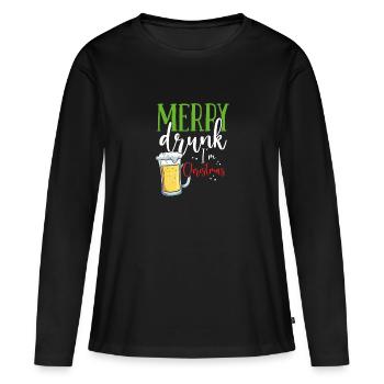 Joyeux ivrognes à Noël - T-shirt manches longues Premium bio Femme - noir - Devant - Julia (174cm)