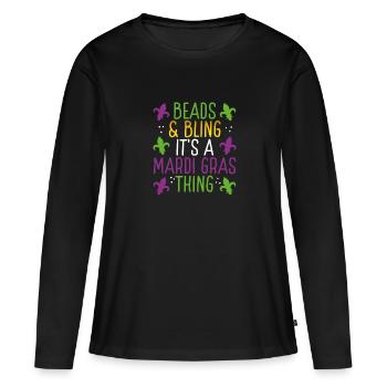 Perles et Bling - T-shirt manches longues Premium bio Femme - noir - Devant - Julia (174cm)