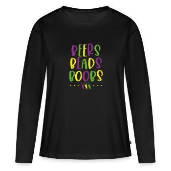 Poitrines de perles de bière - T-shirt manches longues Premium bio Femme - noir - Devant - Julia (174cm)