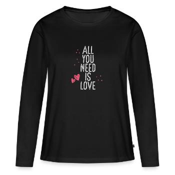 Tout ce dont vous avez besoin, c’est d’amour doux - T-shirt manches longues Premium bio Femme - noir - Devant - Julia (174cm)