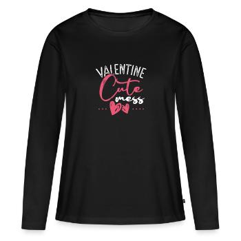 Le doux désordre de la Saint-Valentin - T-shirt manches longues Premium bio Femme - noir - Devant - Julia (174cm)