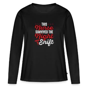 Cette infirmière a la nuit - T-shirt manches longues Premium bio Femme - noir - Devant - Julia (174cm)