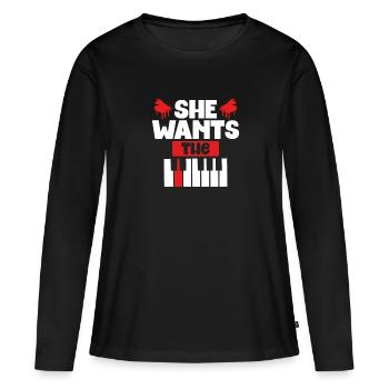 Vous voulez le clavier - T-shirt manches longues Premium bio Femme - noir - Devant - Julia (174cm)