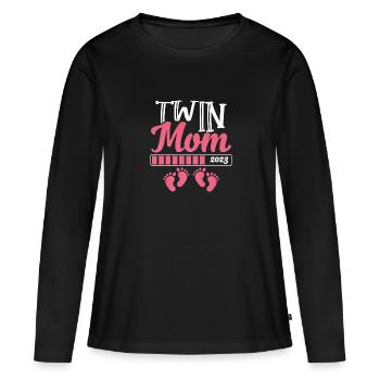 L’année mère jumelle 2023 se charge - T-shirt manches longues Premium bio Femme - noir - Devant - Julia (174cm)
