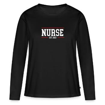 Infirmière 2023 - T-shirt manches longues Premium bio Femme - noir - Devant - Julia (174cm)