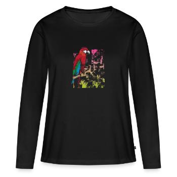 Papagei Auf Einem Ast Im Amazonas - Frauen Premium Bio Langarmshirt - Schwarz - Vorne - Julia (174cm)