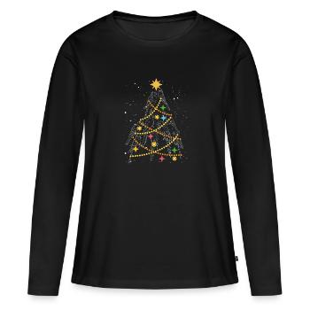Papageien weihnachtsbaum - Frauen Premium Bio Langarmshirt - Schwarz - Vorne - Julia (174cm)