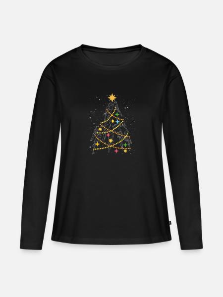 Papageien weihnachtsbaum - Frauen Premium Bio Langarmshirt - Schwarz