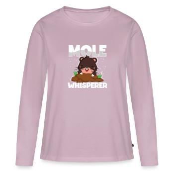 Chuchoteur de taupe - T-shirt manches longues Premium bio Femme - rose poudré - Devant - Julia (174cm)