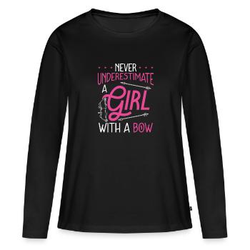 Une fille avec un arc - T-shirt manches longues Premium bio Femme - noir - Devant - Julia (174cm)