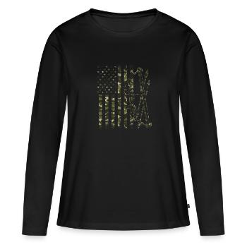 Arc et flèches en camouflage - T-shirt manches longues Premium bio Femme - noir - Devant - Julia (174cm)