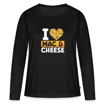 J’adore le macaroni au fromage - T-shirt manches longues Premium bio Femme - noir - Devant - Julia (174cm)