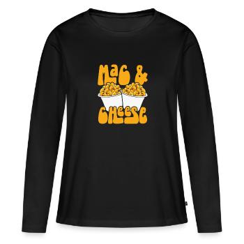Mac et fromage dans l’emballage - T-shirt manches longues Premium bio Femme - noir - Devant - Julia (174cm)