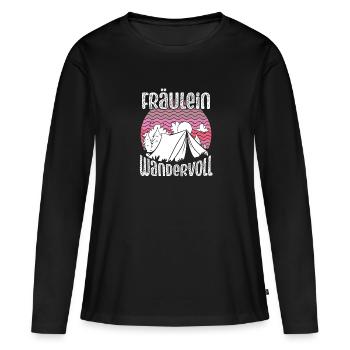 Fräulein Wandervoll - Frauen Premium Bio Langarmshirt - Schwarz - Vorne - Julia (174cm)