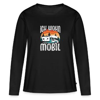 Ich wohn Mobil - Frauen Premium Bio Langarmshirt - Schwarz - Vorne - Julia (174cm)