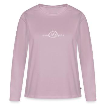 Fréquence de camping - T-shirt manches longues Premium bio Femme - rose poudré - Devant - Julia (174cm)