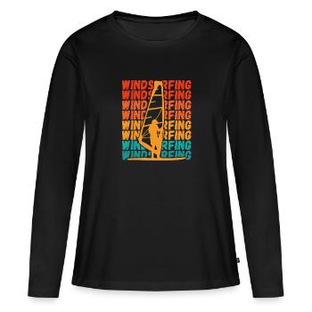 Planche à voile sur planche de surf - T-shirt manches longues Premium bio Femme - noir - Devant - Julia (174cm)
