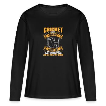 Cricket Das Einzige Spiel - Frauen Premium Bio Langarmshirt - Schwarz - Vorne - Julia (174cm)