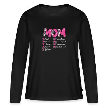 Mama jobs - Frauen Premium Bio Langarmshirt - Schwarz - Vorne - Julia (174cm)