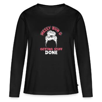 Petit pain en désordre et choses - T-shirt manches longues Premium bio Femme - noir - Devant - Julia (174cm)