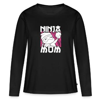 Maman ninja mignonne - T-shirt manches longues Premium bio Femme - noir - Devant - Julia (174cm)