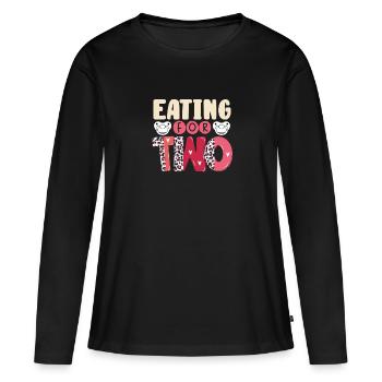 Manger pour deux - T-shirt manches longues Premium bio Femme - noir - Devant - Julia (174cm)