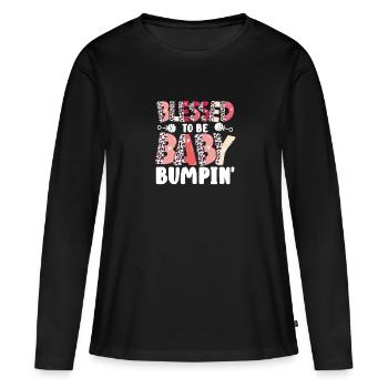 Gesegnet, Babybauch Zu Sein - Frauen Premium Bio Langarmshirt - Schwarz - Vorne - Julia (174cm)