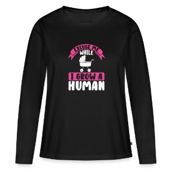 In mir wächst ein Mensch - Frauen Premium Bio Langarmshirt - Schwarz - Vorne - Julia (174cm)