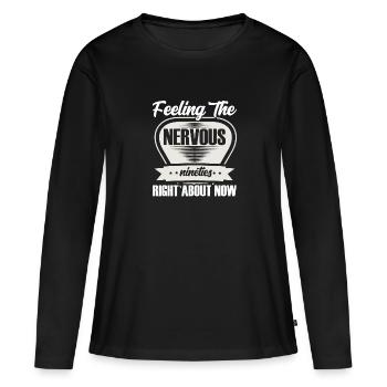 Die Nervösen Neunziger Spüren - Frauen Premium Bio Langarmshirt - Schwarz - Vorne - Julia (174cm)